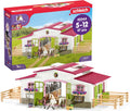 Schleich Horse Club - Juego de juguetes de caballo de centro de equitación de 97 piezas con jinete, 2 caballos, granja y accesorios de figuras de granja para niñas y niños - Figuras de juego