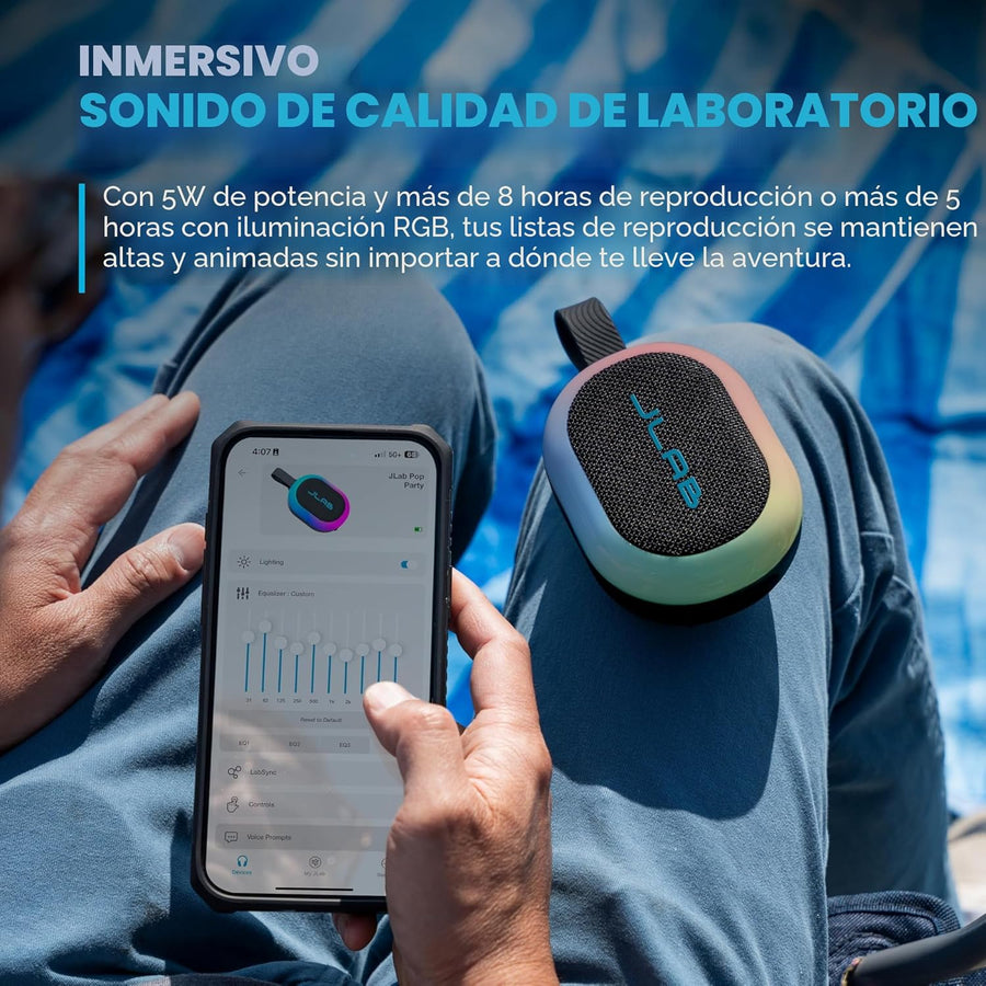 JLab, Partido pop, altavoz Bluetooth portátil, impermeable IP55, LE...