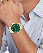 Tommy Hilfiger - Reloj de cuarzo para hombre de 3H, pulsera de acero inoxidable, resistente al agua 3 ATM, pieza moderna y elegante, regalo para él, 42mm
