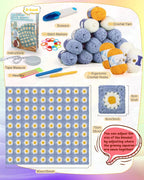 Coopay - Kit de ganchillo para principiantes, kit de manta cuadrada de