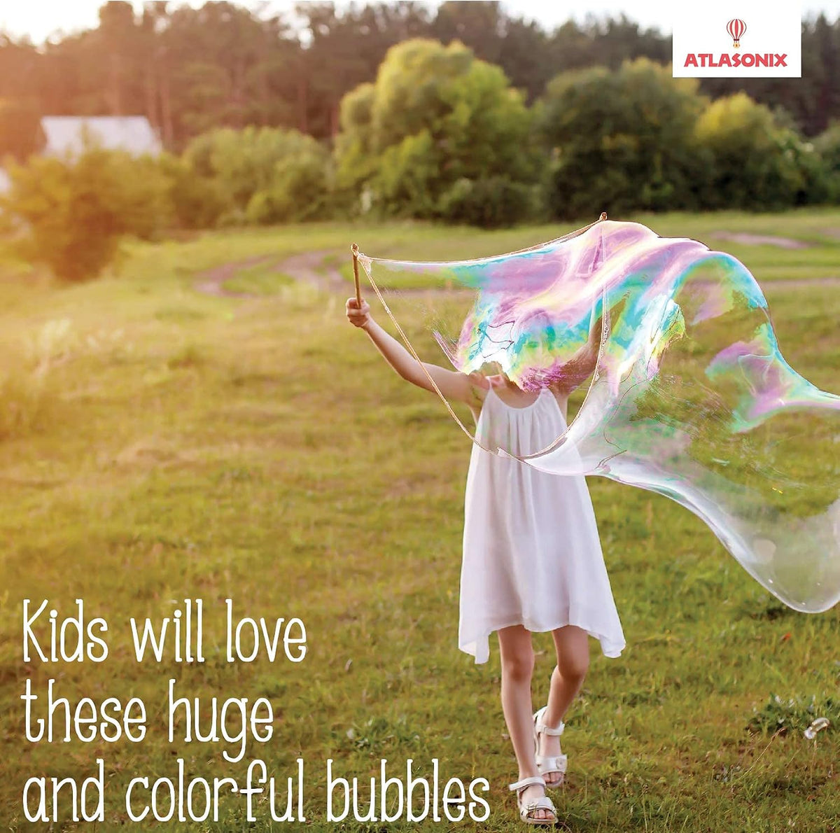 Ultimate Bubble Blast Kit - Juego de 11 varitas de burbujas gigantes y mezcla de polvo | Hace 7 galones de solución | Diversión de burbujas al aire libre para niños | Actividad de fiesta de verano |