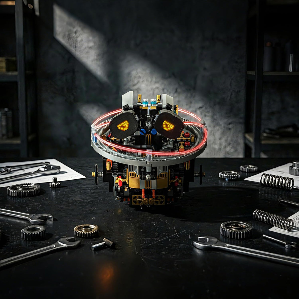 UNCLE BRICK Juego de bloques de construcción de robot esférico transparente, juguetes STEM para edades de 8 a 13 años, programable controlado a distancia, pantalla de expresión LED e iluminación Cyberpunk, regalos de vacaciones y cumpleaños