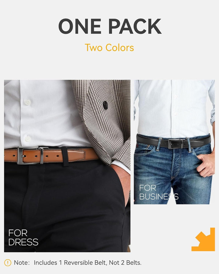 CHAOREN Cinturón reversible para hombre, 1 pieza, cinturón de vesti...