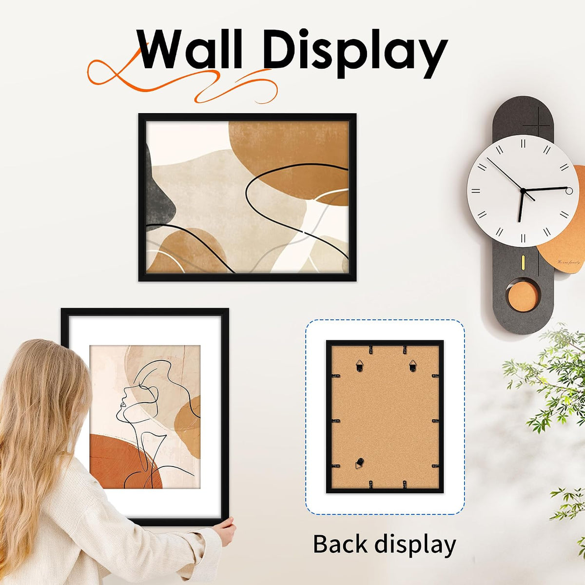 Juego de 4 portarretratos de 12 x 16 pulgadas, portarretratos con plexiglás HD, para exhibir imágenes de 8.5 x 11 pulgadas con paspartú o de 11 x 17 pulgadas sin paspartú