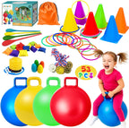 Set combinado de 53 piezas de juegos de carnaval al aire libre para niños, pelotas saltarinas de 18 pulgadas