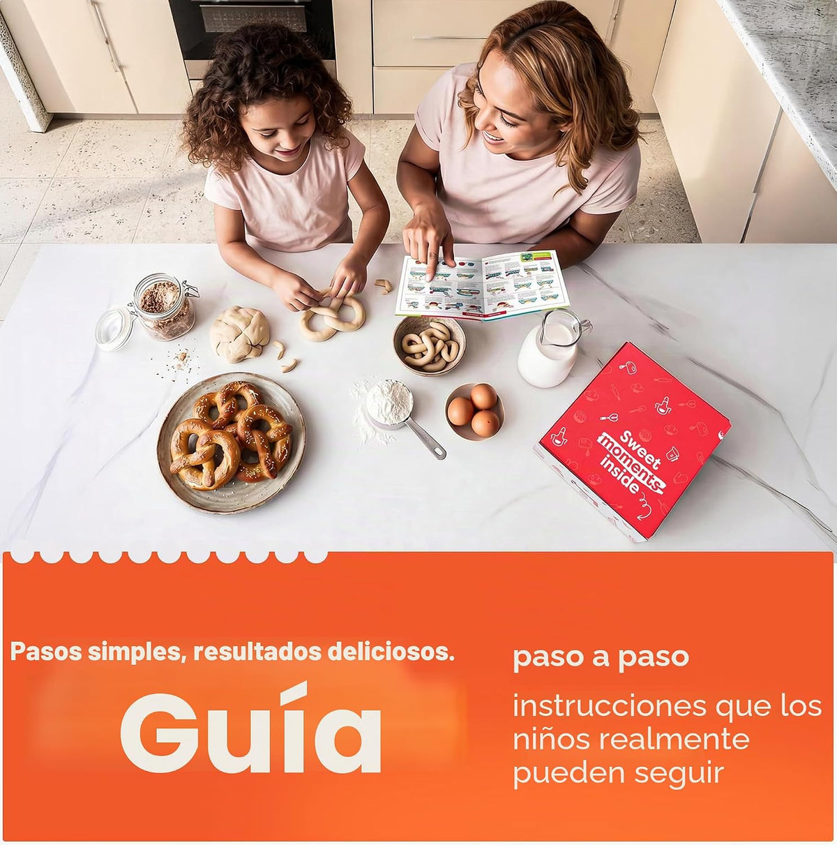 Kit para hacer pretzels – Juego de cocina real para niños de 5 a 12 años + con receta e ingredientes – Juego de hornear para niños y niñas – Gran regalo para vinculación familiar