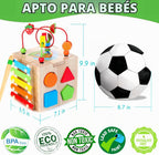 Cubo de actividad para bebé de madera 8 en 1 - Xilófono, clasificador de formas, ábaco | Juguetes de regalo de 1er cumpleaños para niños de 1 2 3 años | Juguete educativo montessori para niños