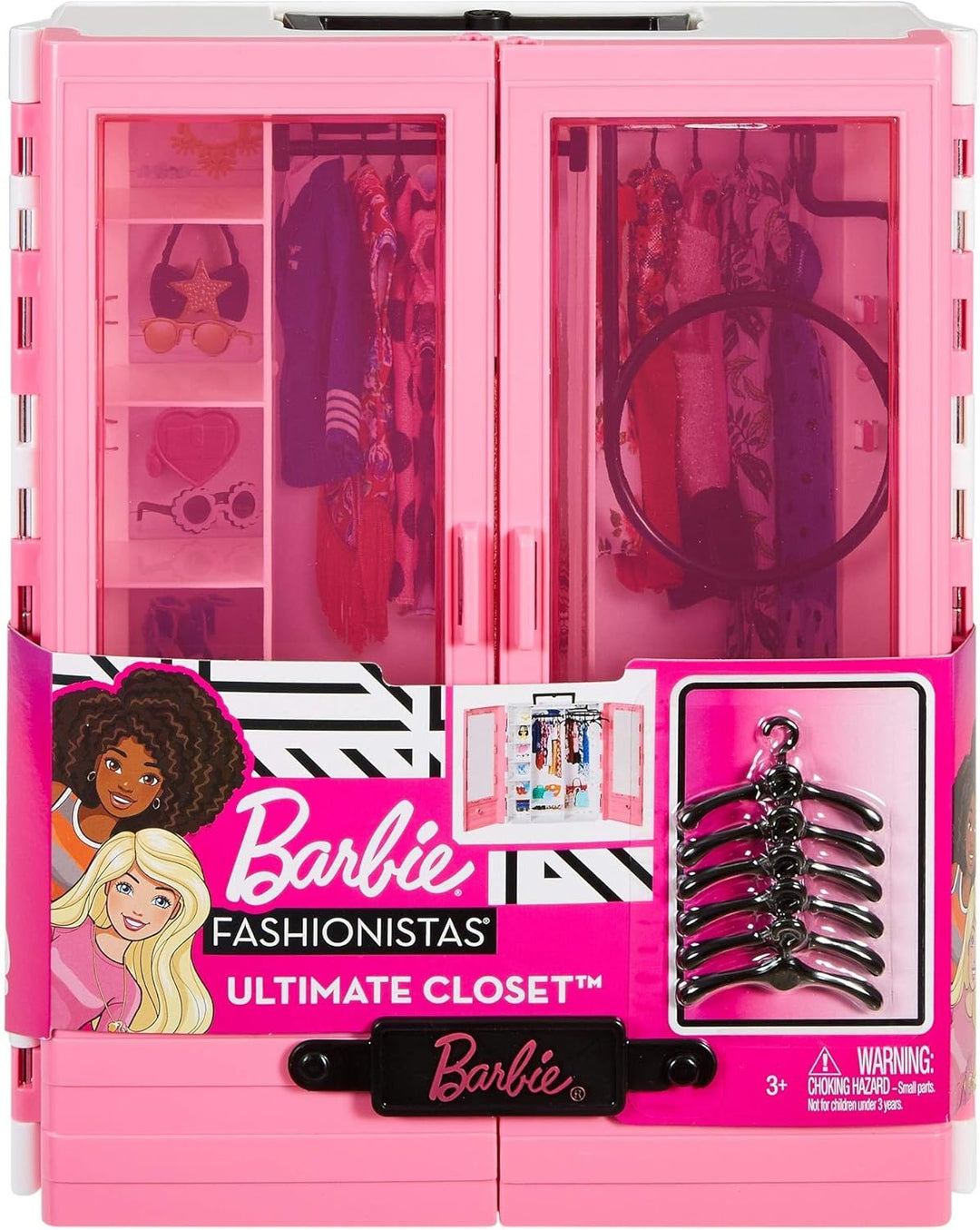 Barbie Fashionistas Ultimate Closet, rosa con estante plegable y as...