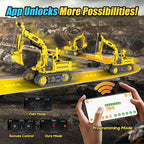 Kits de Construcción de Robots, Juguetes STEM 5-en-1 para Niños de 8-14 años, Excavadora de Control Remoto y APP para Niños, Juegos de Construcción, Conjuntos de Erector Programables, Kits