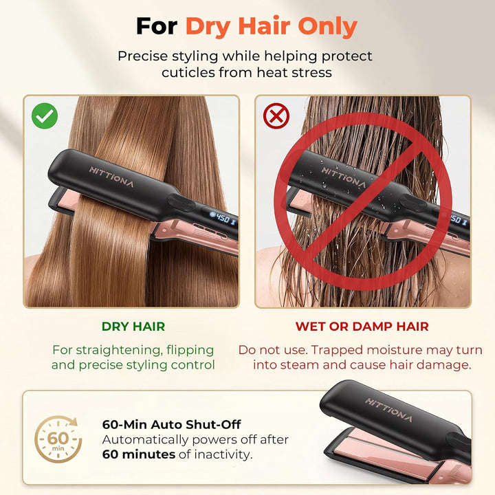 HITTIONA Plancha de pelo iónica de cerámica infrarroja con vibració...