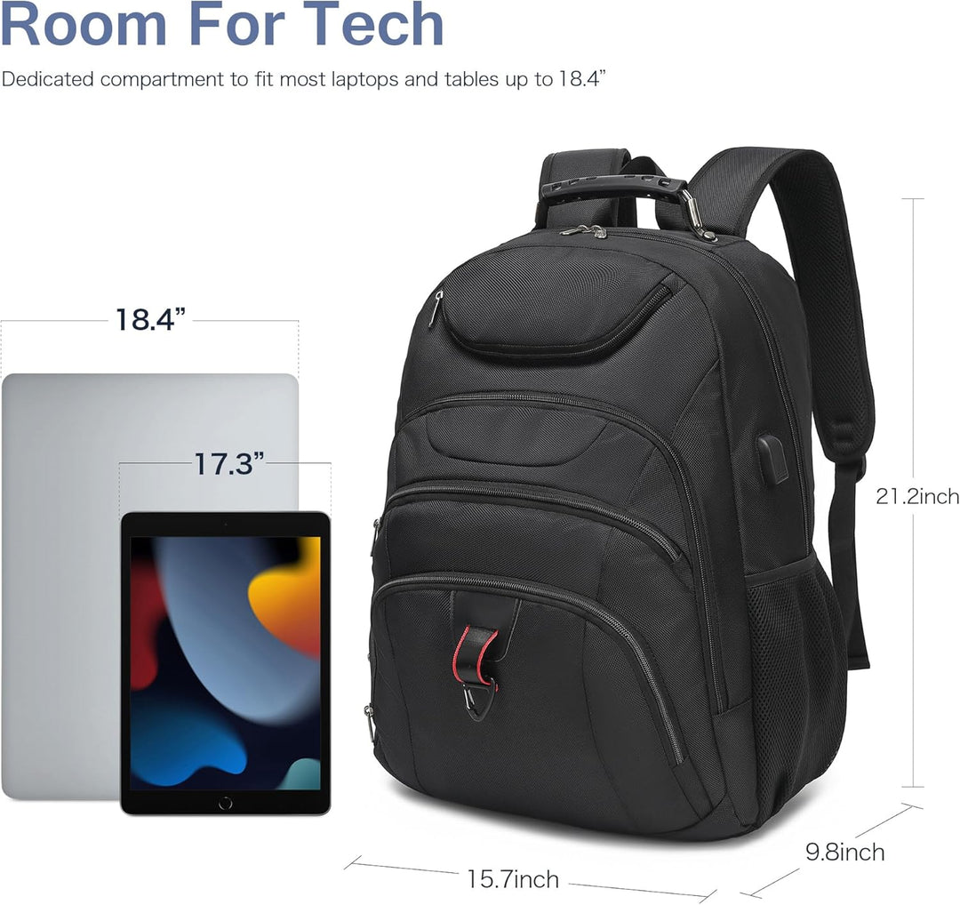 Mochila para laptop Boavan para hombres (Negro, 15.6), Negro, Elegante