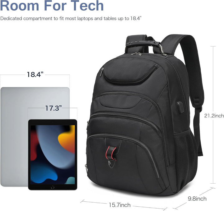 Mochila para laptop Boavan para hombres (Negro, 15.6), Negro, Elegante