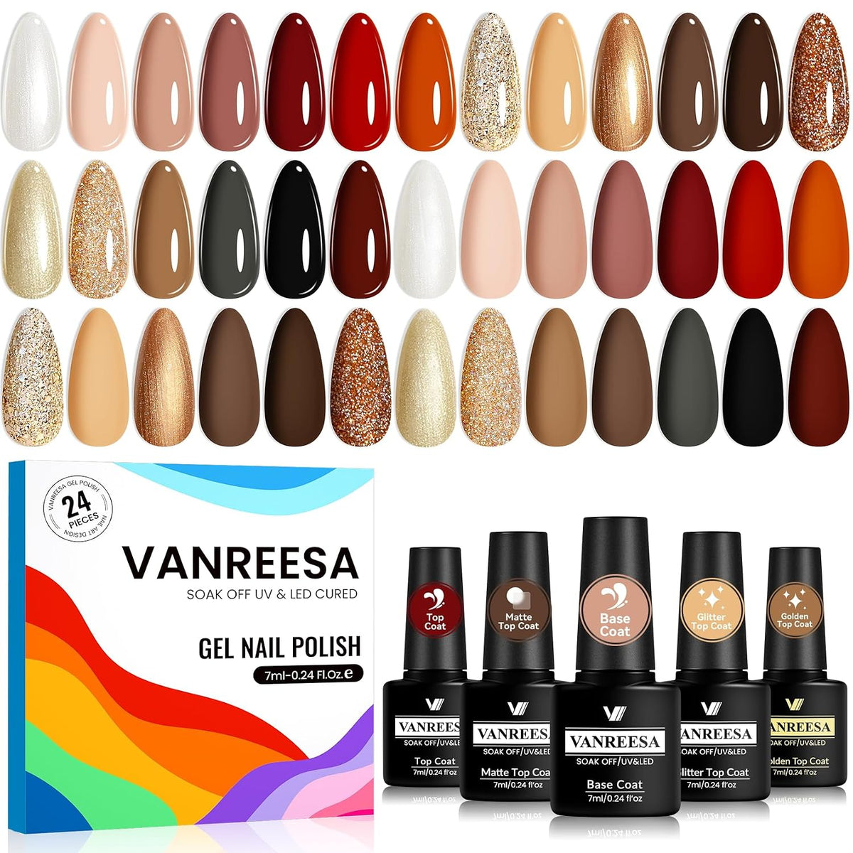 VANREESA Juego de 24 Piezas de Esmalte de Uñas en Gel - Colores Ele...