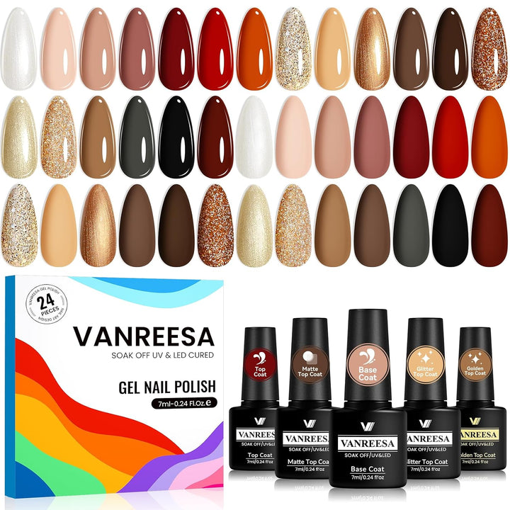 VANREESA Juego de 24 Piezas de Esmalte de Uñas en Gel - Colores Ele...