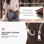 Bolsos cruzados de cuero genuino para mujer, bolso pequeño antirrobo para