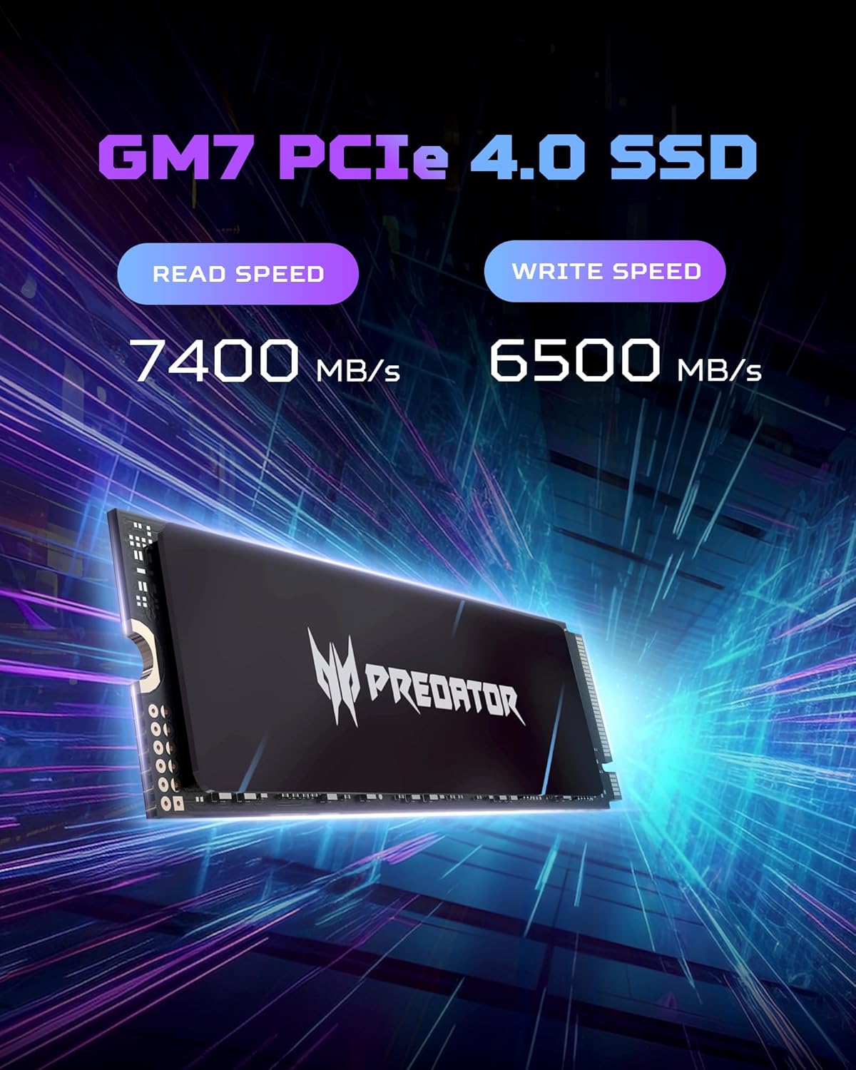 Acer Predator GM7 4TB SSD: M.2 2280 PCIe Gen 4 x4 NVMe 2.0, velocid...