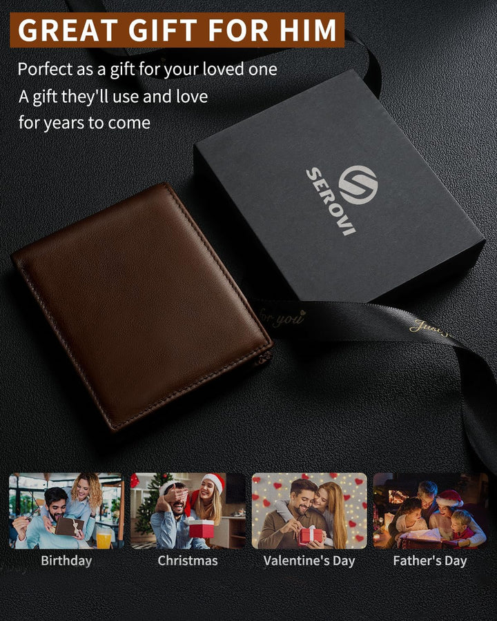 Cartera de piel auténtica para hombre, con bloqueo RFID, con 12 ran...