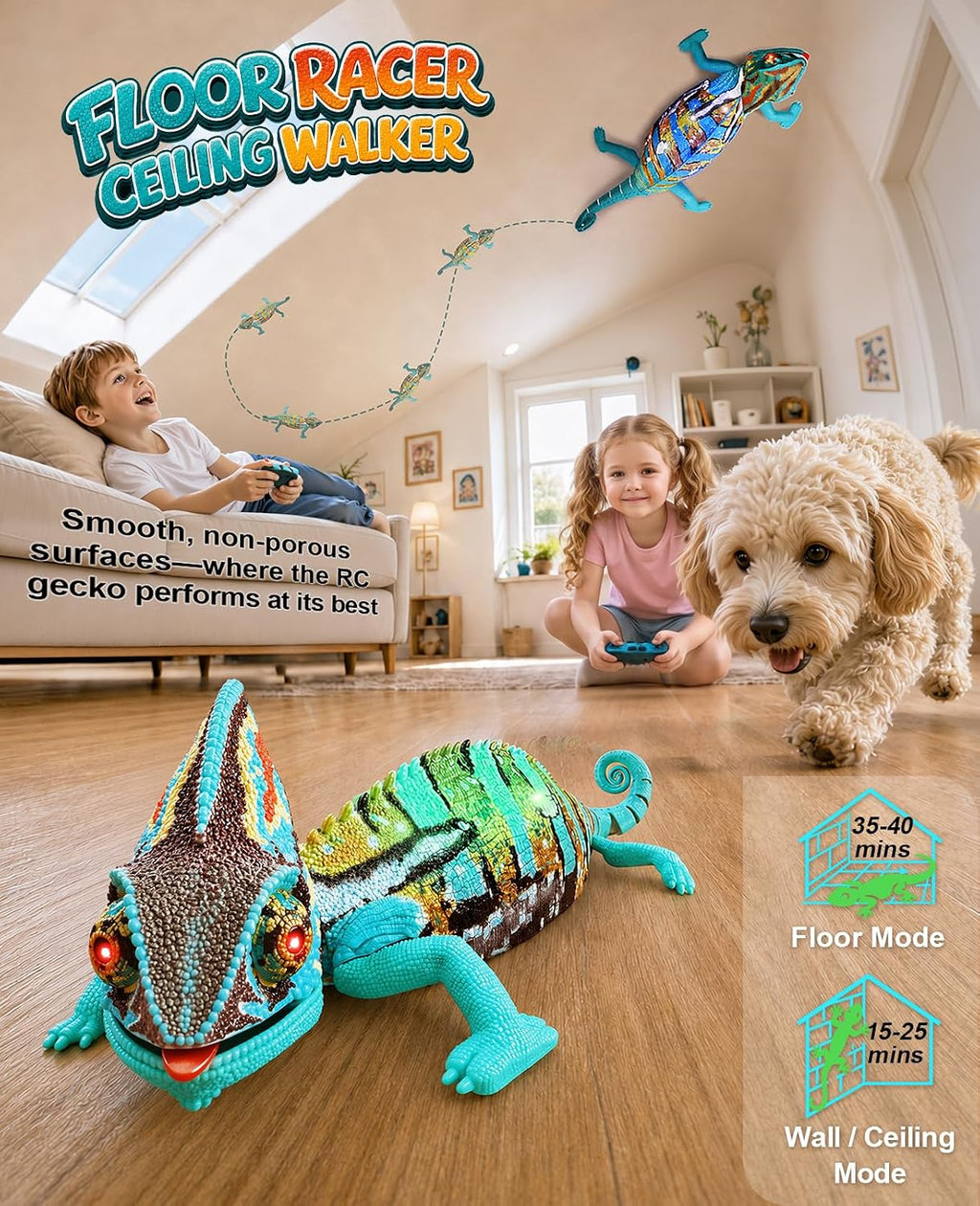 Gecko escalador de pared que cambia de color de próxima generación, lengua