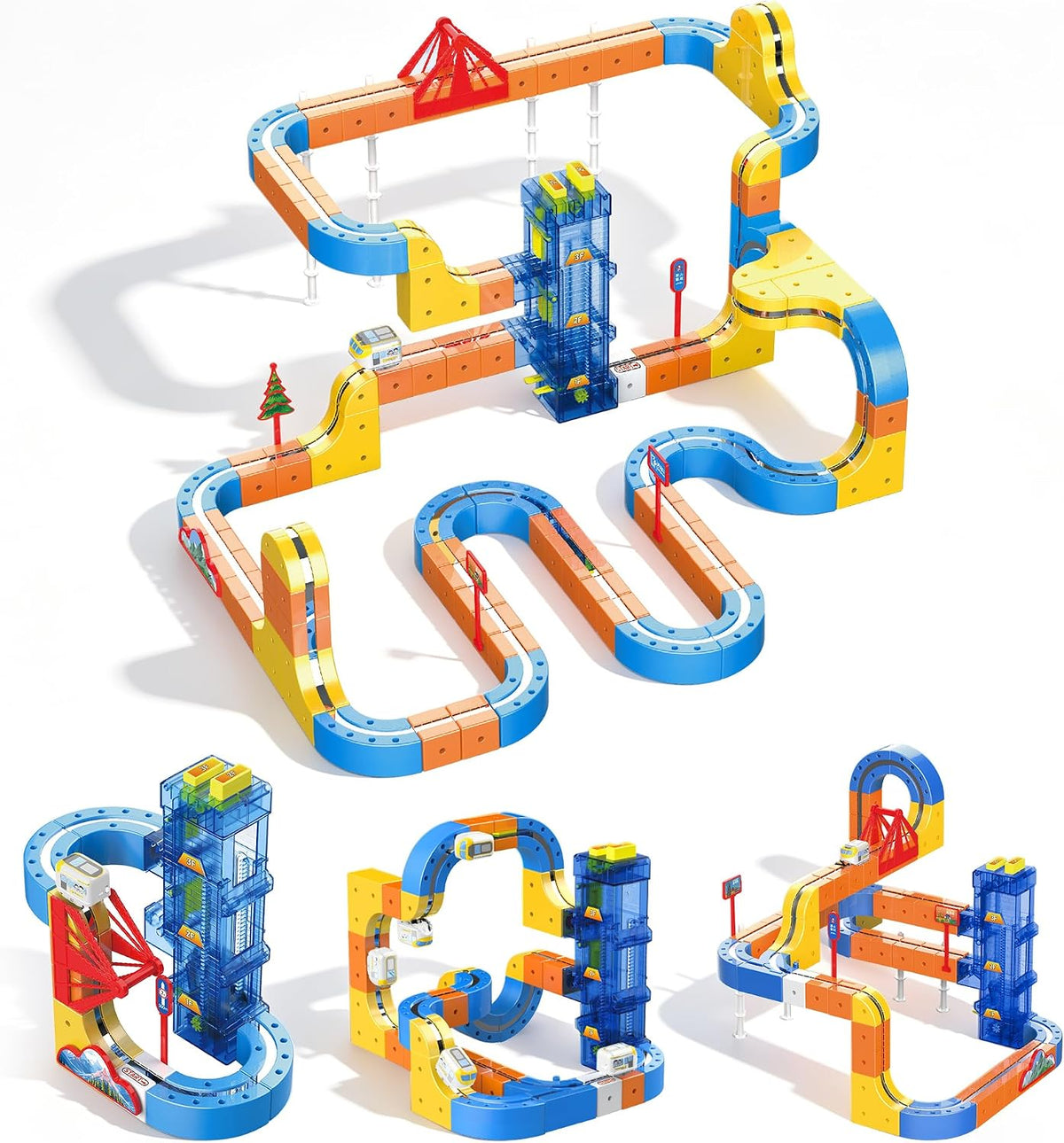 Juego de tren magnético para niños, juego de tren eléctrico 3D que desafía la gravedad con elevador automático, pista de automóvil para niños pequeños, juguete educativo STEM para niños de 3 a