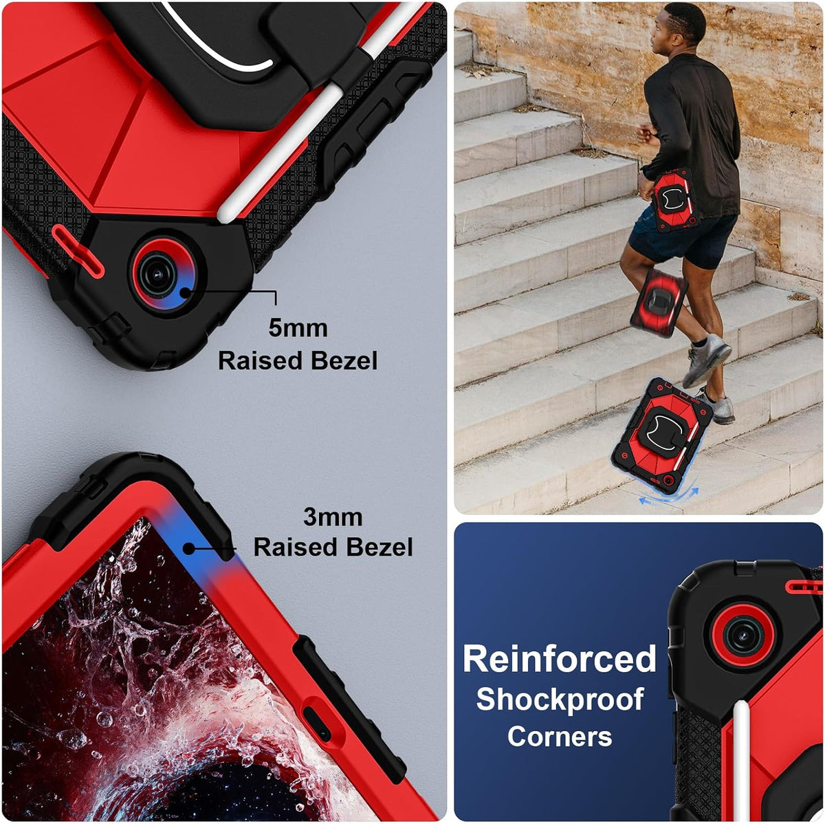 Funda para T-Mobile Revvl Tab 2 de 10.1 pulgadas 2025, negro y rojo