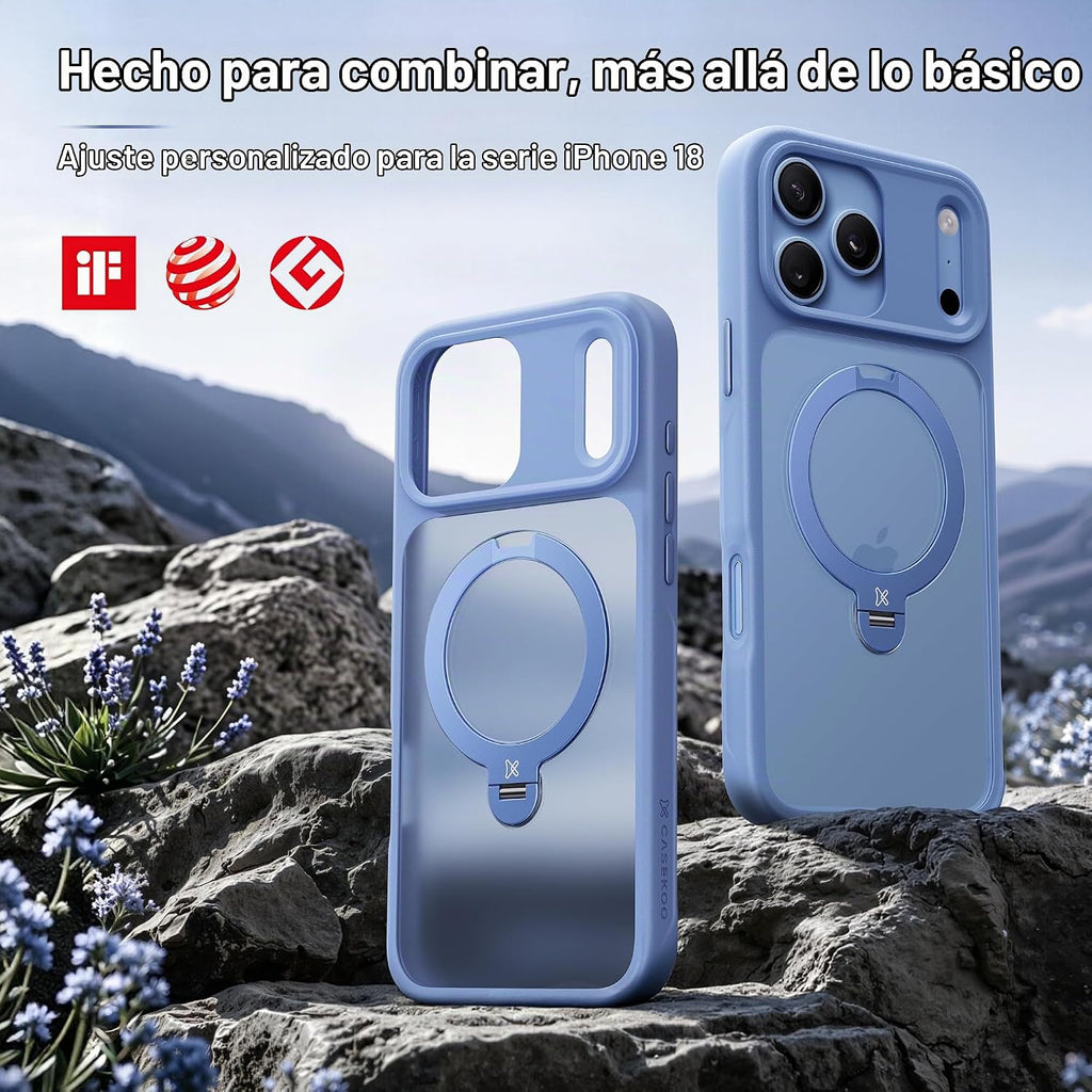 CASEKOO Glacier Blue - Funda para teléfono 18 Pro Max con soporte magnético