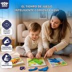 TOY Life Rompecabezas para niños de 2 a 4 años, rompecabezas de madera para niños pequeños de 1 a 3 años, 7 piezas de rompecabezas de dinosaurios de 2 años, rompecabezas para niños de 3 a 5 años