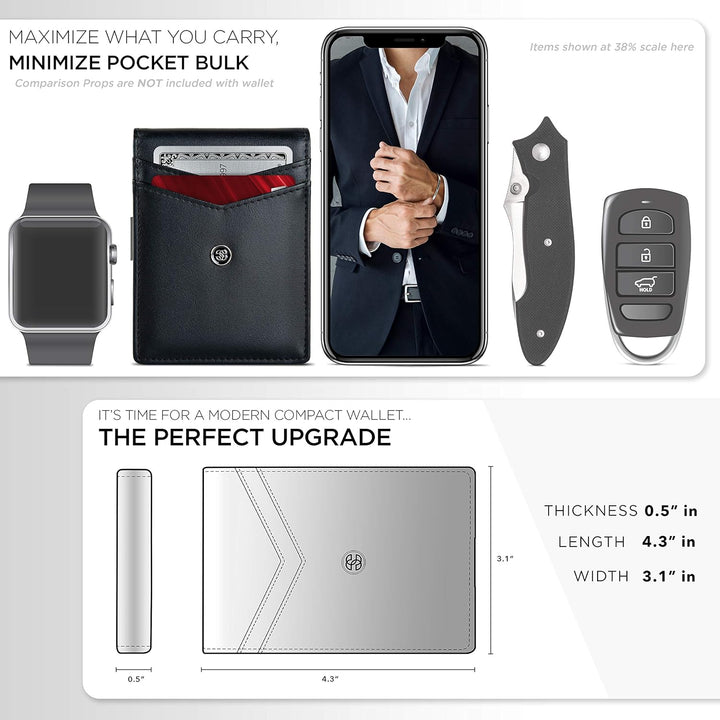 Suavell Billeteras delgadas para hombres. Cartera plegable minimali...
