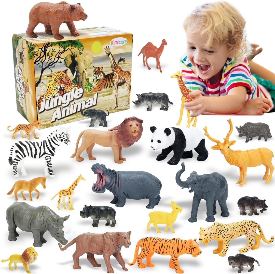 24 figuras de animales de safari y zoológico, juego de juguetes de...