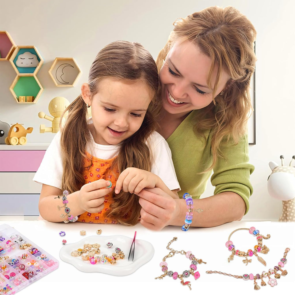 Uniartfy Kit de fabricación de pulseras con dijes, 305 piezas de suministros para niñas de 8 a 12 años, regalos de cumpleaños, manualidades para adolescentes, mujeres, niños de 5, 6, 7, 8, 9, 10, 11, 12 años, con caja organizadora