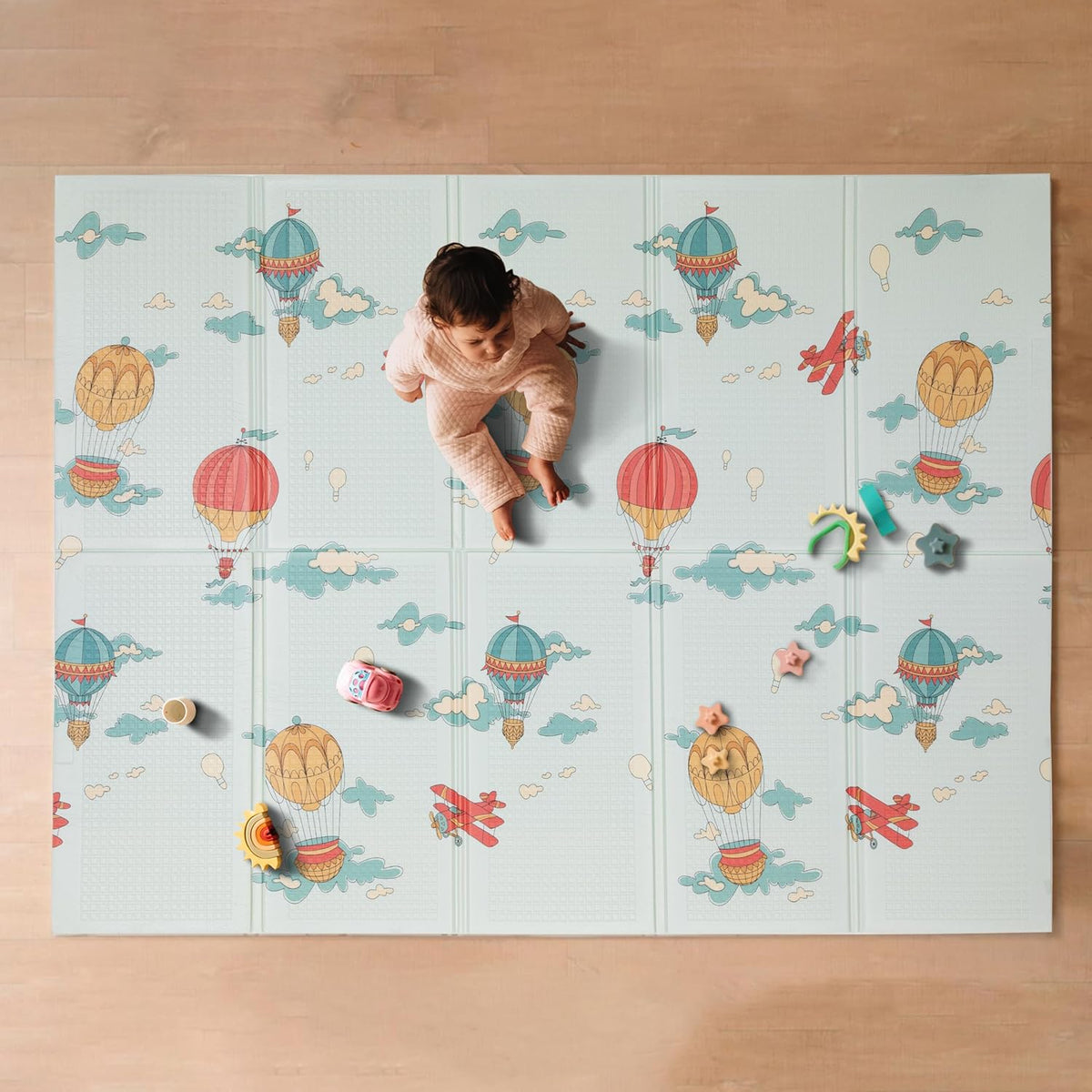 Nuby Alfombra de juego plegable reversible para bebé, 77 pulgadas x 58