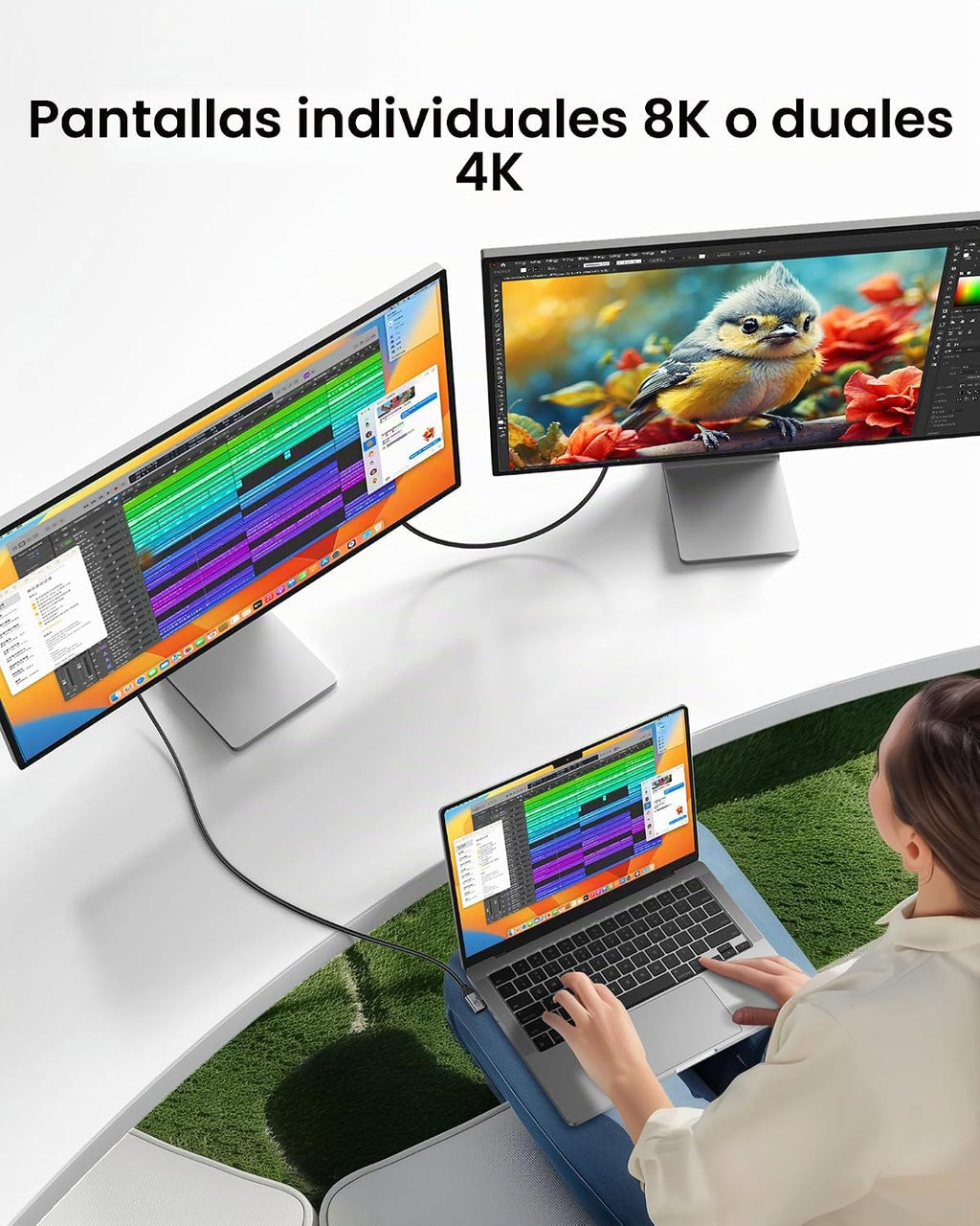 Silkland - Cable de datos USB 4 en ángulo recto de 40 Gbps para Thunderbolt 4 240 W 6.6 pies