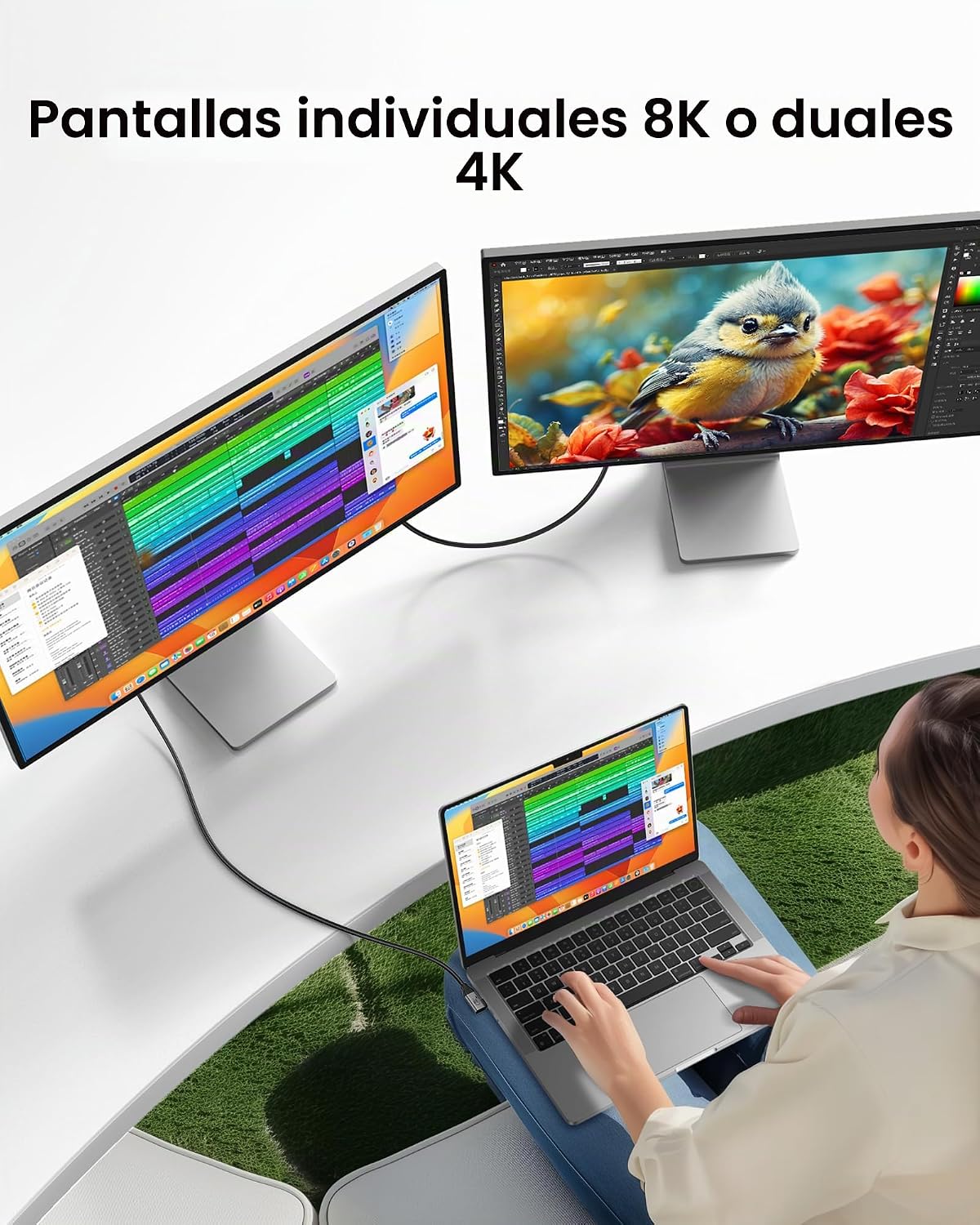 Silkland - Cable de datos USB 4 en ángulo recto de 40 Gbps para Thunderbolt 4 240 W 6.6 pies