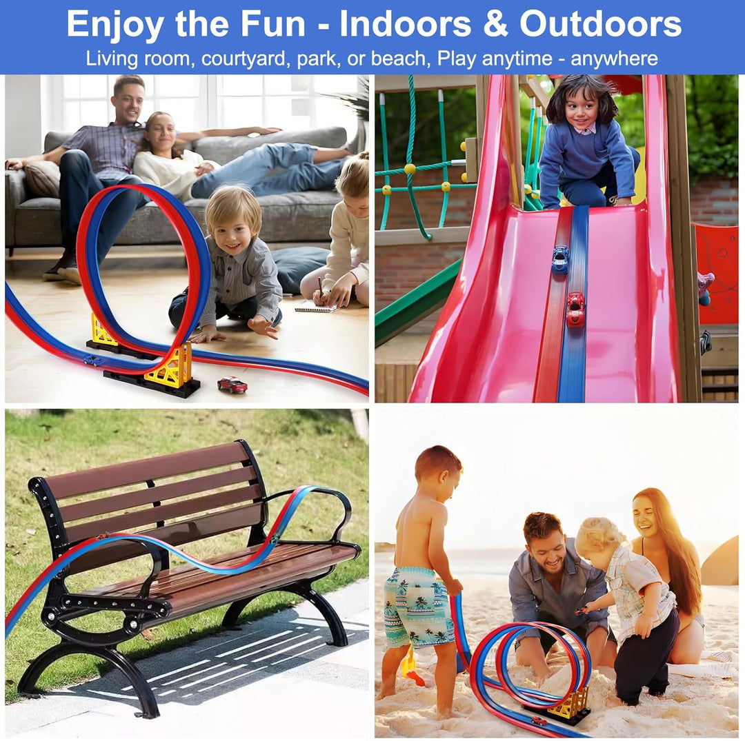 Pista de carreras flexible para niños juguete con ventosas