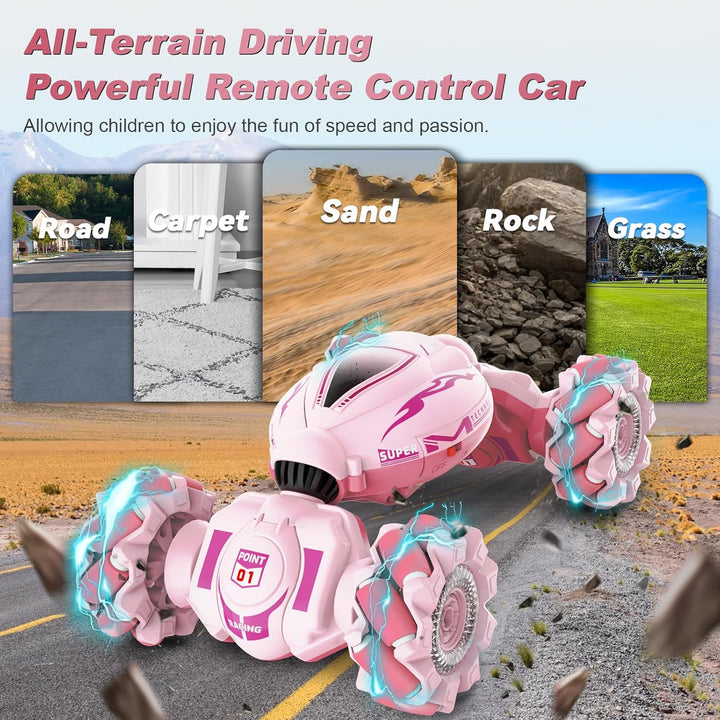 Fosgoit Coches RC Rosa para Niñas de 6 a 12 años, Coches de Acrobac...