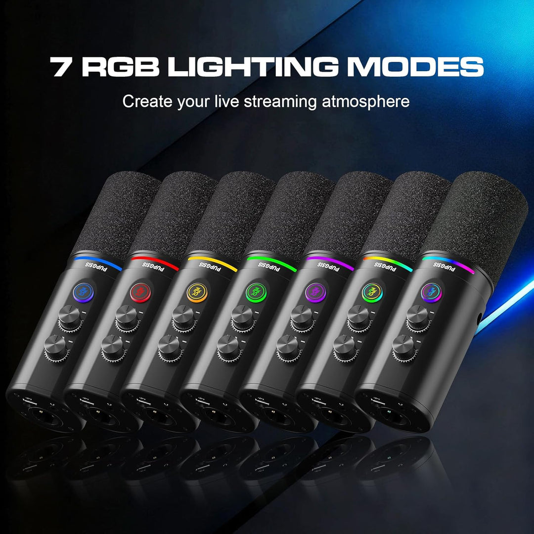 Micrófono dinámico para podcast PUPGSIS, micrófonos XLR\/USB para P...