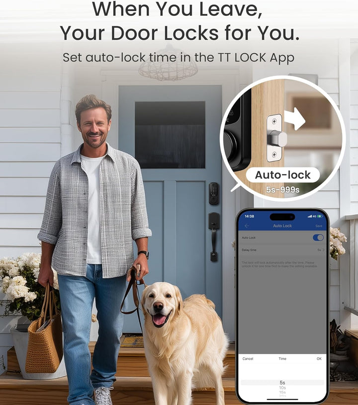 DESLOC Smart Lock B200 versión WiFi, cerradura de puerta de entrada...
