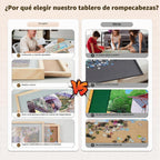 ALL4JIG 1500 piezas 2 en 1 tabla de rompecabezas inclinable y giratoria para adultos, mesa de rompecabezas de madera de 24.53 x 33.19 pulgadas con 4 cajones, tablero portátil con Lazy Susan y cubierta, con un caballete de mesa de inclinación estilo caball
