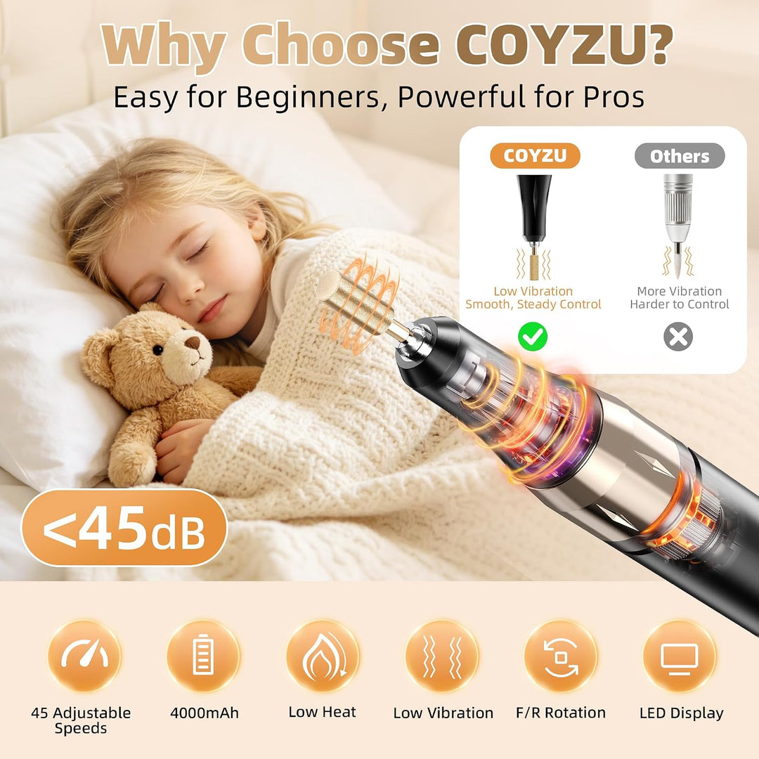 COYZU Taladro de uñas eléctrico profesional Lima de uñas recargable...