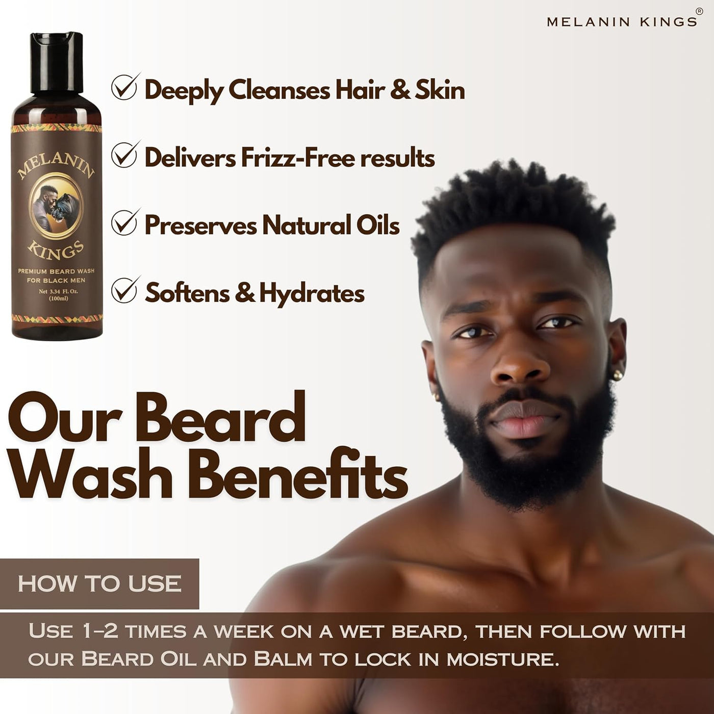 Kit de aseo de barba Melanin Kings para hombres - Fórmulas con ingr...