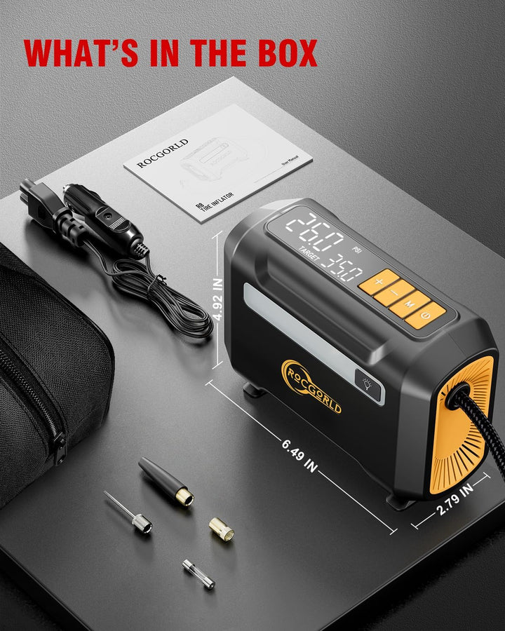 ROCGORLD R8 Inflador de Neumáticos Compresor de Aire Portátil, Comp...