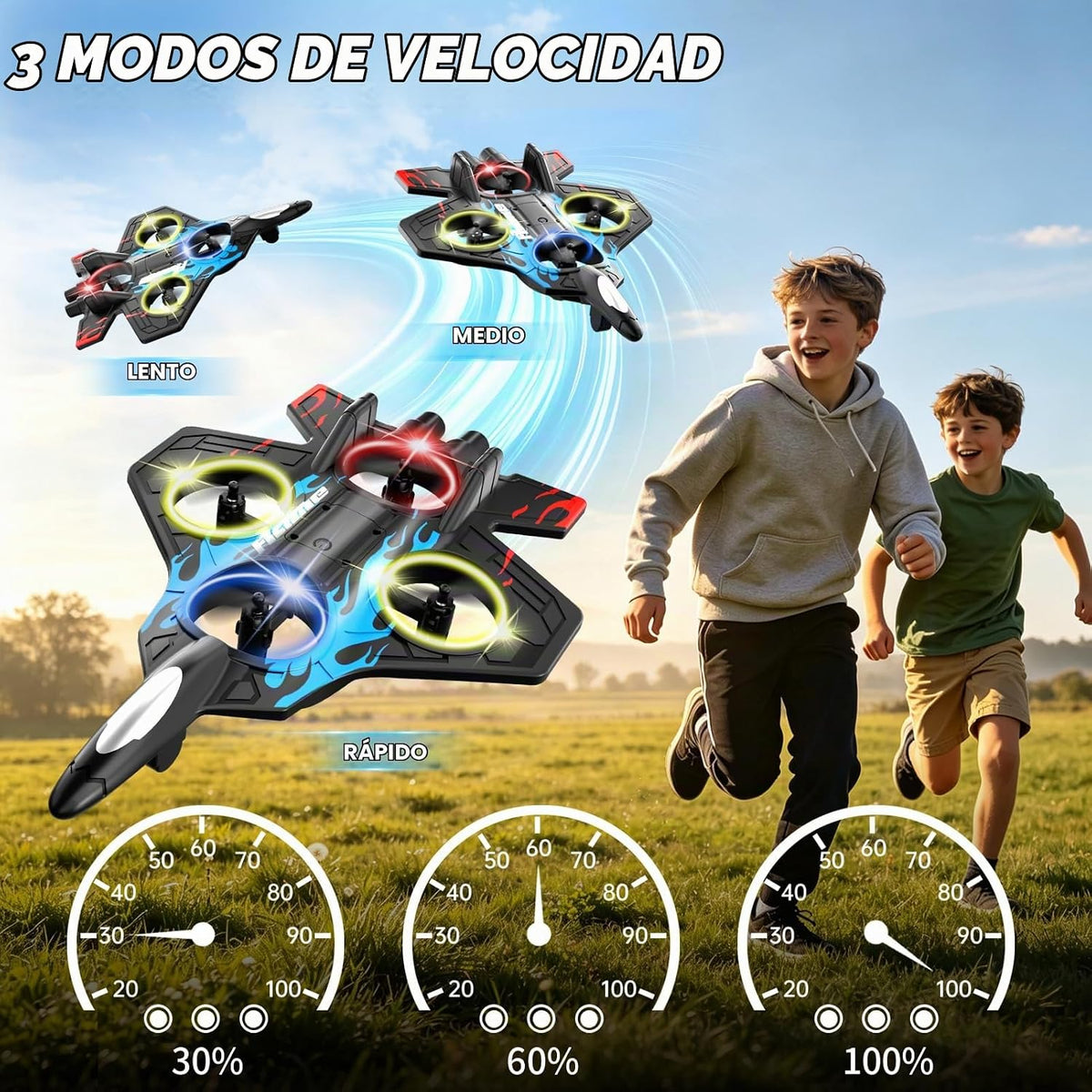 4DRC Aviones RC de espuma con control remoto para niños y adultos, 3 baterías, avión de combate RC con luz, 360° Flip Fighter Jet Toys, Stunt Roll, regalos de juguete de avión para niños