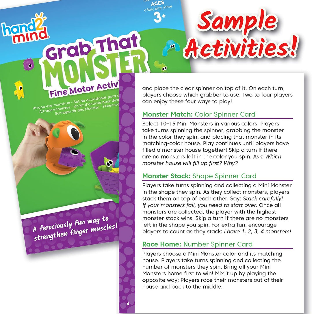 Hand2Mind Grab That Monster Conjunto de Actividades de Motricidad F...