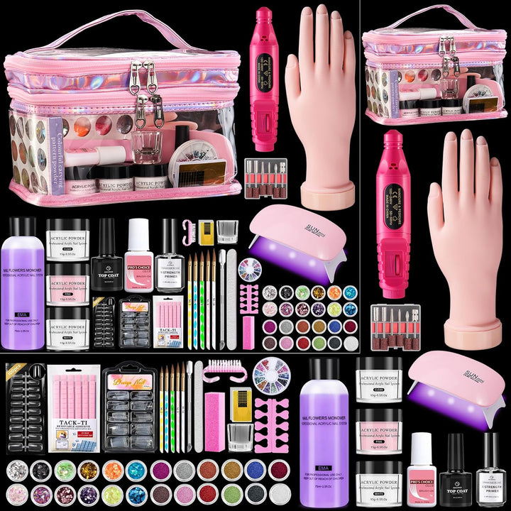 Kit de uñas para principiantes con todo: juego profesional de polvo...