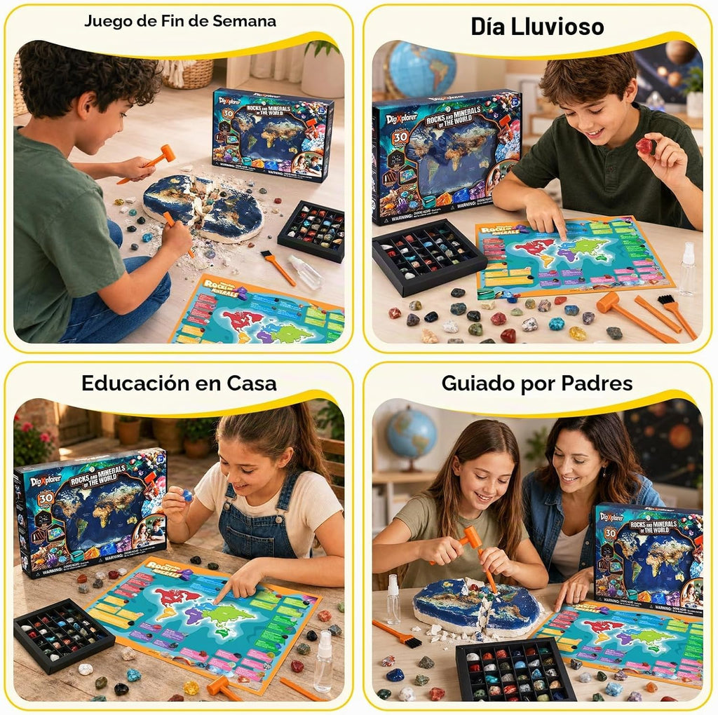 CubicFun Kit de excavación de piedras preciosas del mapa del mundo para