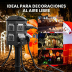 Tira de alimentación para exteriores resistente a la intemperie, cable de extensión de 25 pies con estaca, 6 tomas de tierra para decoraciones de Halloween y Navidad, 15A/1875W