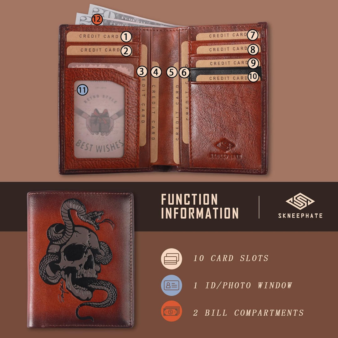 skneephate Billeteras geniales para hombres dobles, cartera vertica...