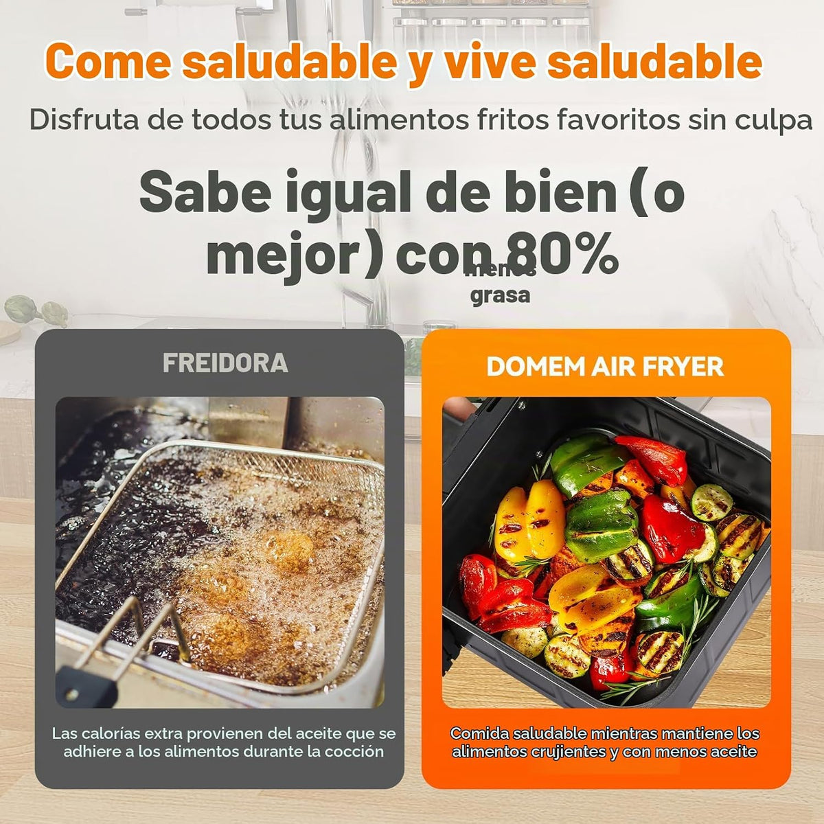 Freidora de aire horno de 4.2 cuartos de galón, multicocina 8 en 1 con cesta antiadherente, freidora de aire con función preestablecida, cocina para comidas saludables y bajas en aceite, operación conveniente