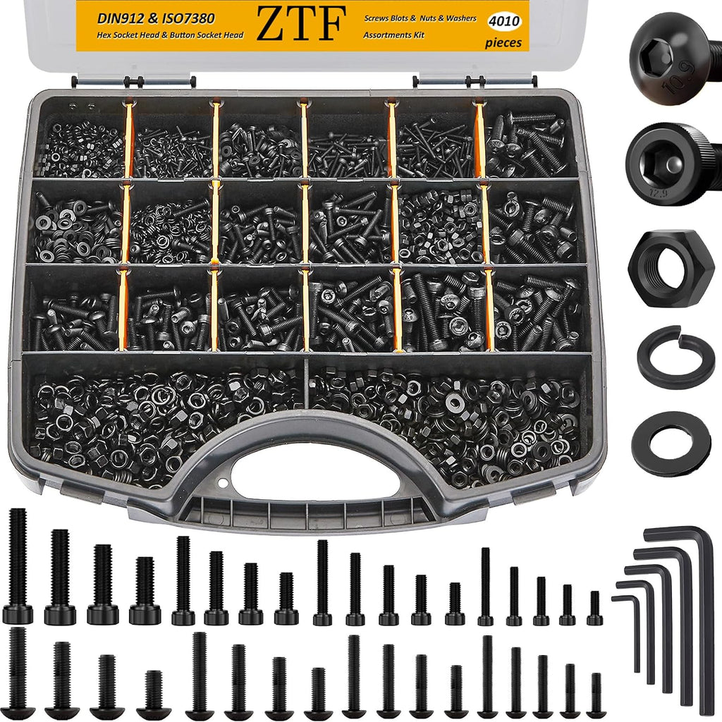ZTF Kit surtido de tornillos 4005 piezas, tornillos de máquina M2 M3 M4 M5