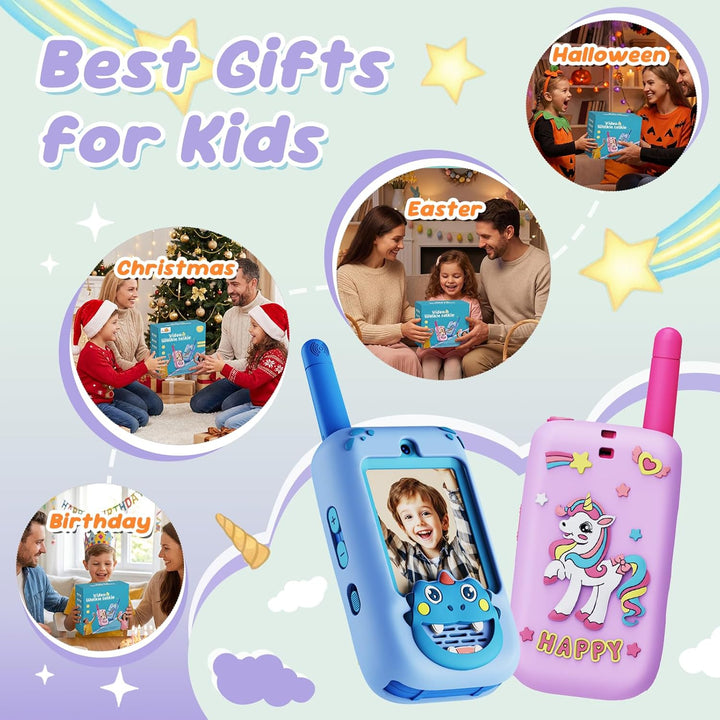 Walkie Talkies de video para niños, paquete de 2 con cámara HD, rad...