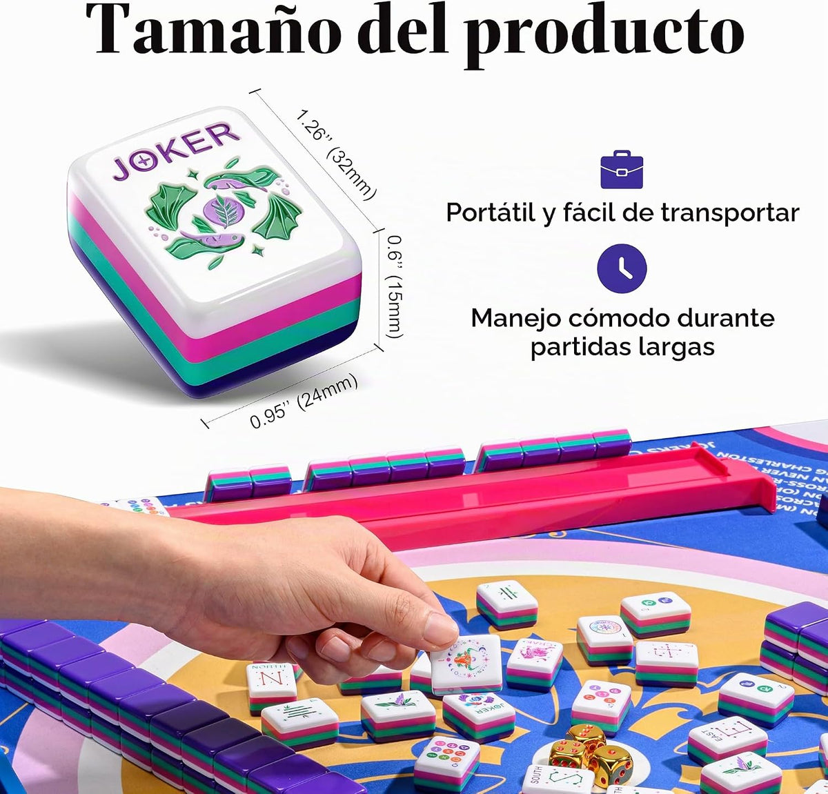Juego de 160 azulejos de Mahjong americanos solamente, azulejos del zodiaco de 4 capas, diseño patentado de I+D hecho a medida para viajes de juego en casa (sin estuche ni chips)